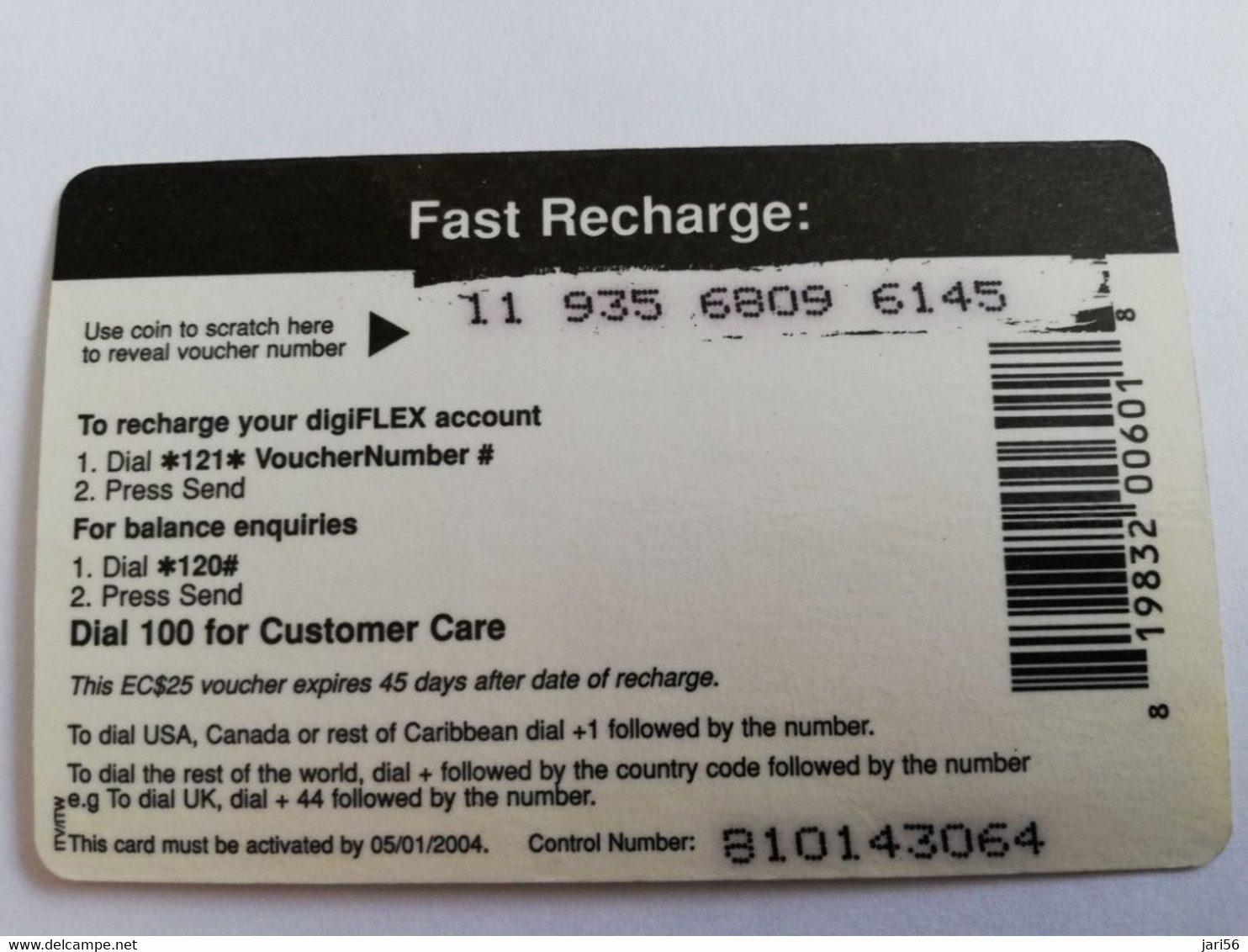 BARBADOS   $25   DIGI CEL FLEXCARD     Prepaid Fine Used Card  **9646** - Barbados