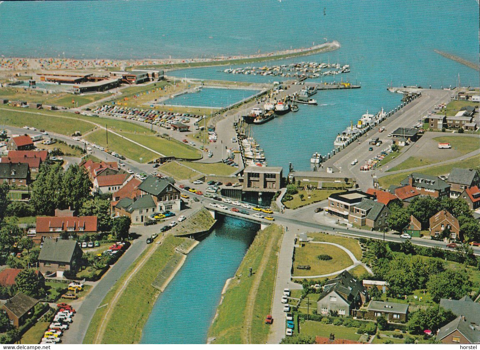 D-26427 Esens - Bensersiel - Hafen - Sielwerk Bensersiel - Wellenschwimmbad - Luftbild - Aerial View - Esens