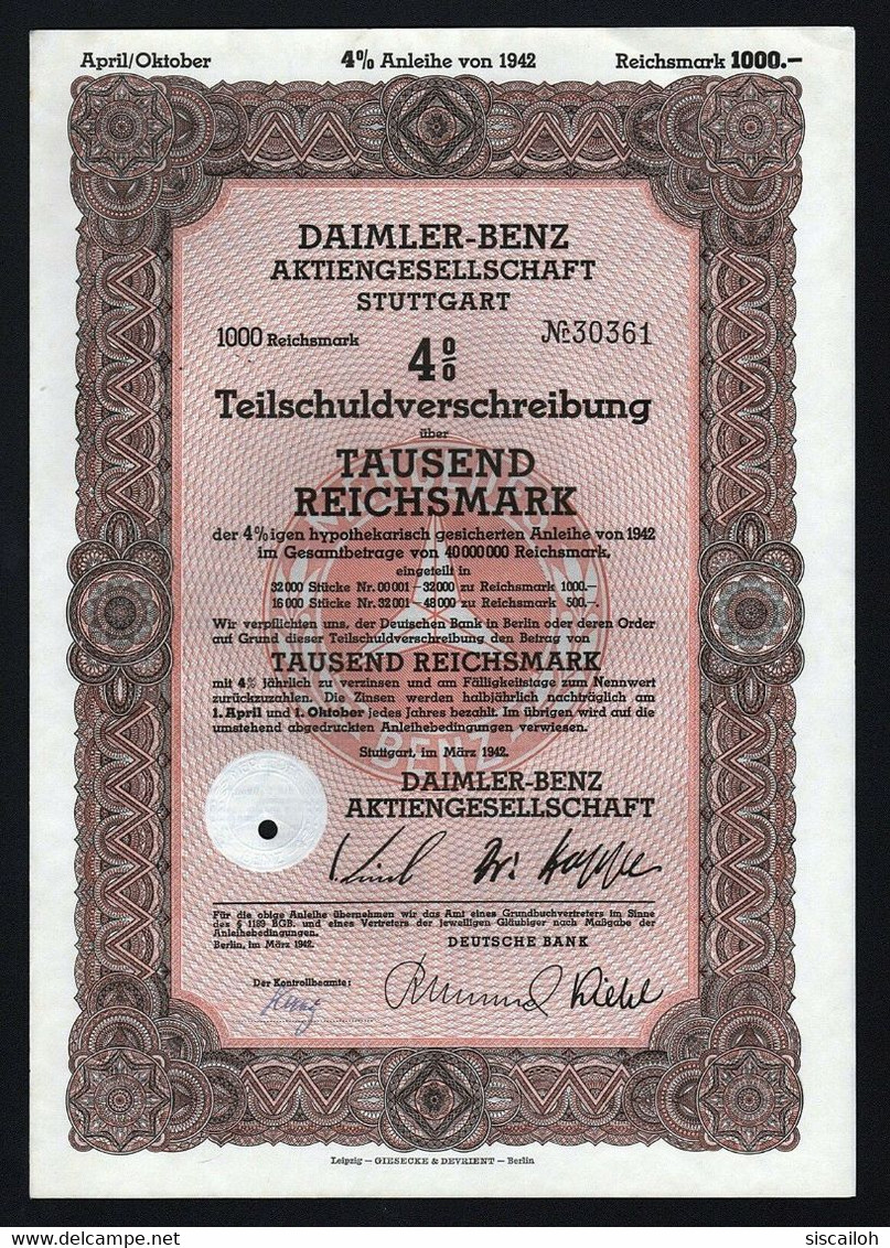 1942 Stuttgart, Germany: Daimler-Benz Aktiengesellschaft (Mercedes) - Automobilismo