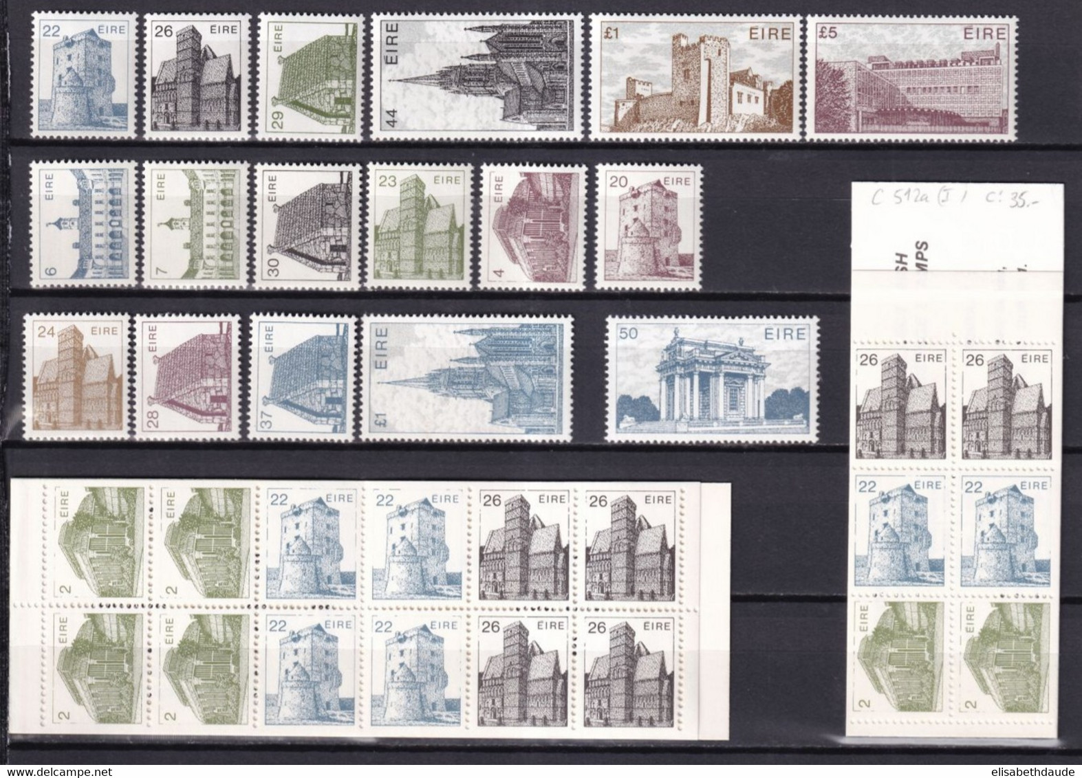 IRLANDE - ARCHITECTURE - SERIES COMPLETES YVERT N°487/92+511/17+495/501+571/574+2 CARNETS ** MNH - COTE = 78.5 EUR - Lots & Serien