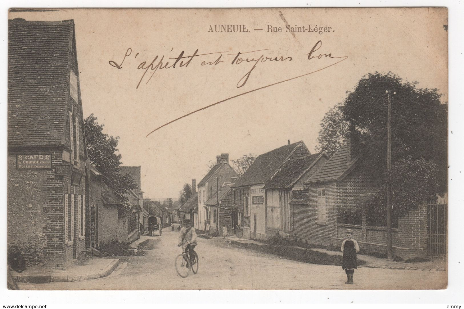 60 - AUNEUIL -  RUE SAINT-LEGER -  FACTEUR CYCLISTE... 1914 - Auneuil