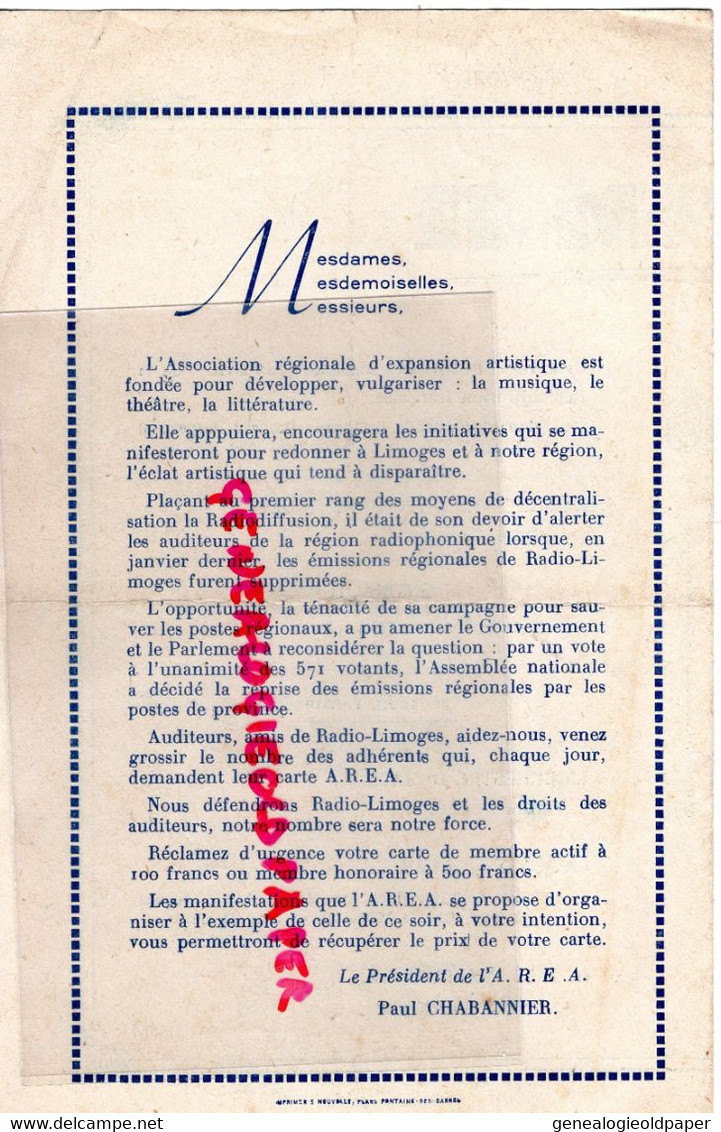 87-LIMOGES-PROGRAMME CIRQUE THEATRE 1948-JEAN DORSANNES-GAILLARD-PAUL METAYER-HELENE LAPORTE-GINETTE VERGNAUD - Programs