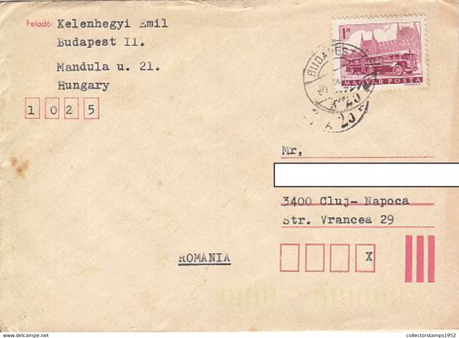W2601- BUSS STAMP ON COVER, 1980, HUNGARY - Briefe U. Dokumente