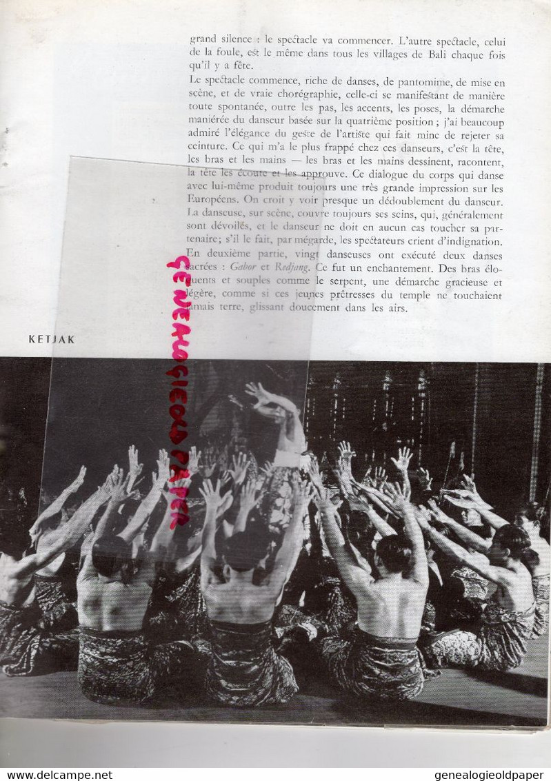 75- PARIS- PROGRAMME THEATRE MARIGNY-BALLET DE BALI-ANAK AGUNG GEDE MANDERA-NI GUSTI RAKA ET SAMPIH-1953-SERGE LIFAR