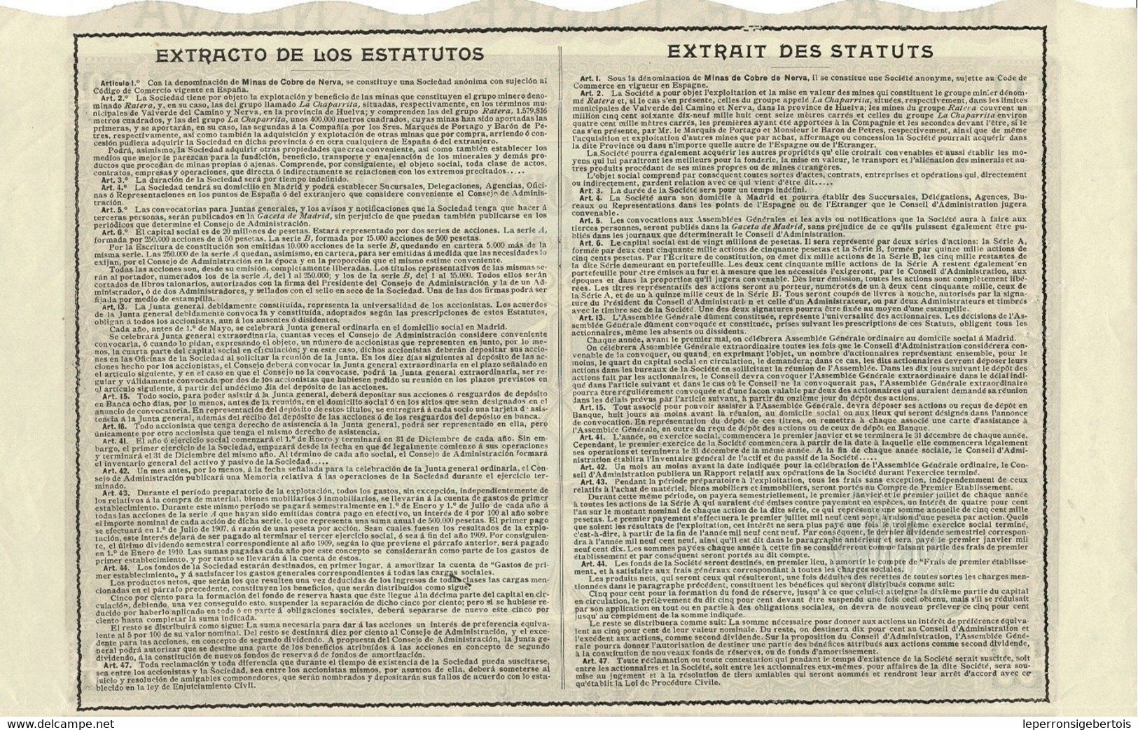 - Titulo De 1906 - Minas De Cobre De Nerva - Mines De Cuivre De Nerva - Navigation