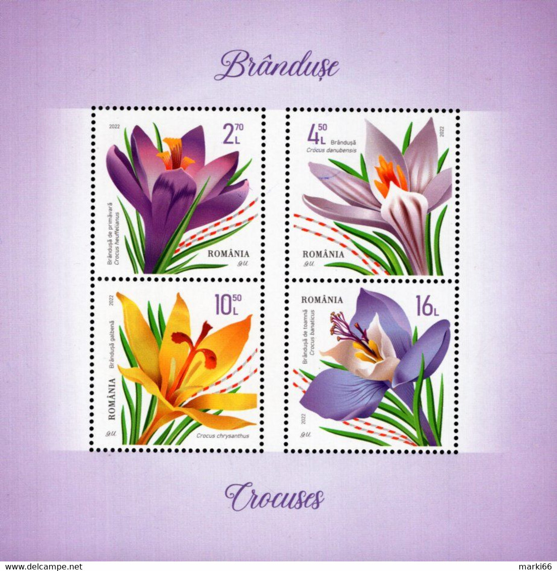 Romania - 2022 - Flowers - Crocuses - Mint Stamp Sheetlet - Neufs