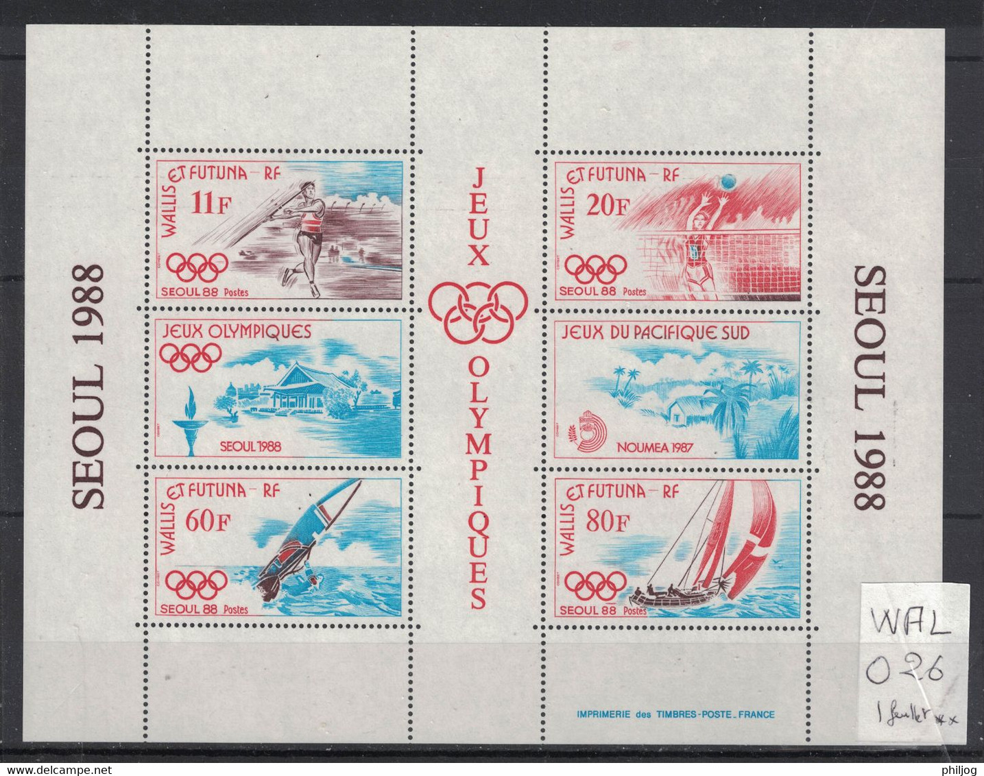 Wallis Et Futuna 1988 - BF3 Neuf SANS Charnière - Scott#375a - Jeux Olympiques, Séoul, Olympic Games - Blocchi & Foglietti