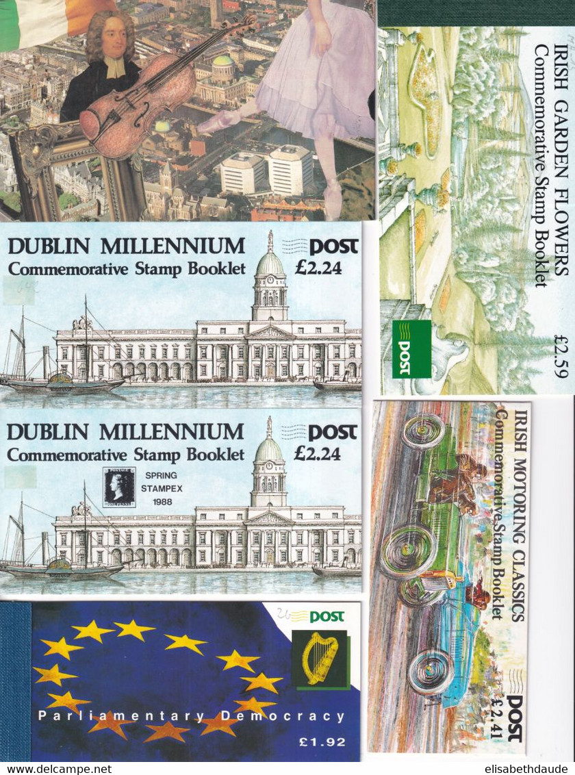 IRLANDE - 1988/2009 - BEL ENSEMBLE De 14 CARNETS De TIMBRES COMPLETS - COTE YVERT > 250 EUR ! - 3PAGES - Colecciones & Series