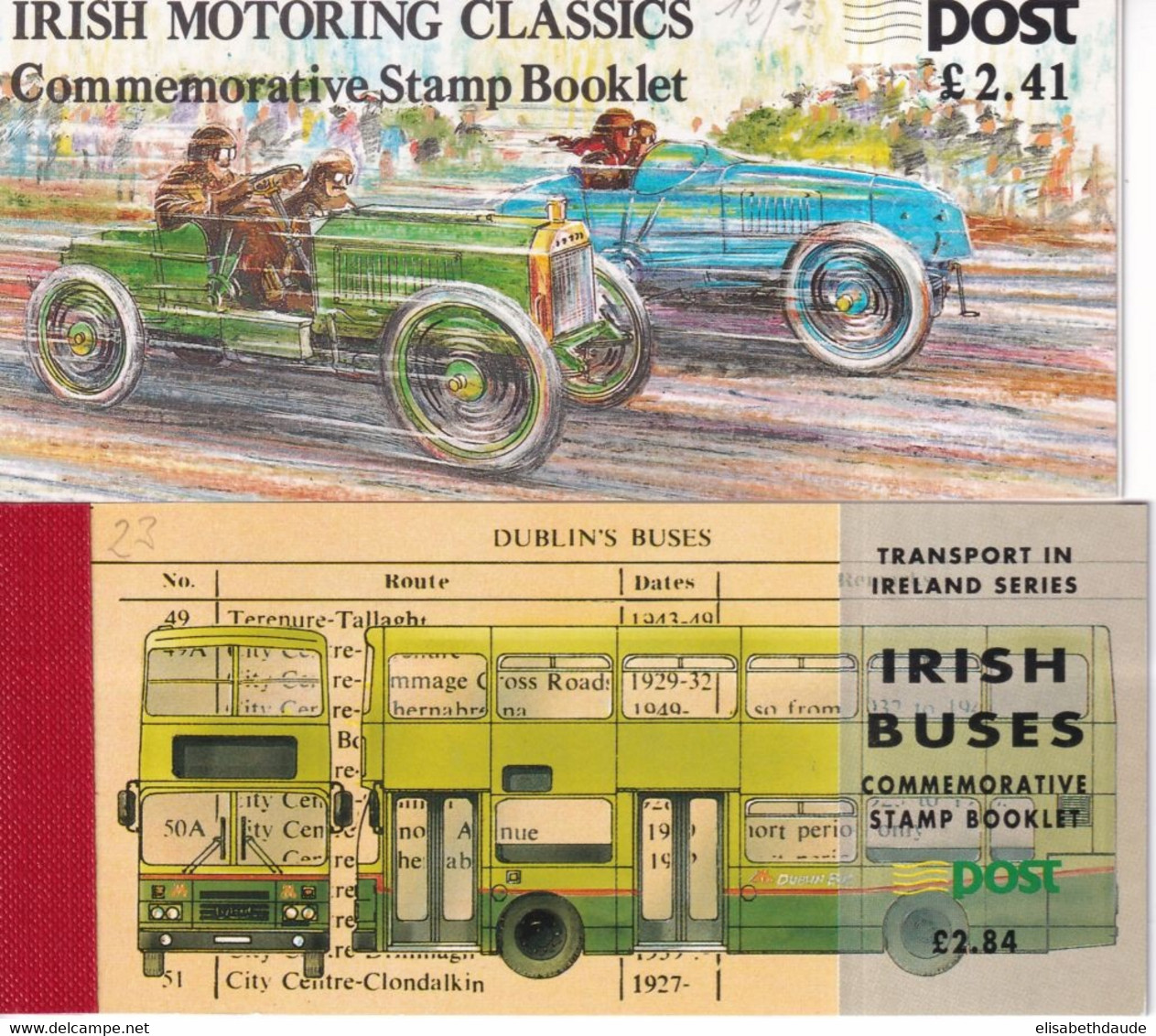 IRLANDE - 1989+1993 - 2 CARNETS De TIMBRES COMPLETS TRANSPORTS AUTO + BUS - COTE YVERT = 29 EUR - Postzegelboekjes