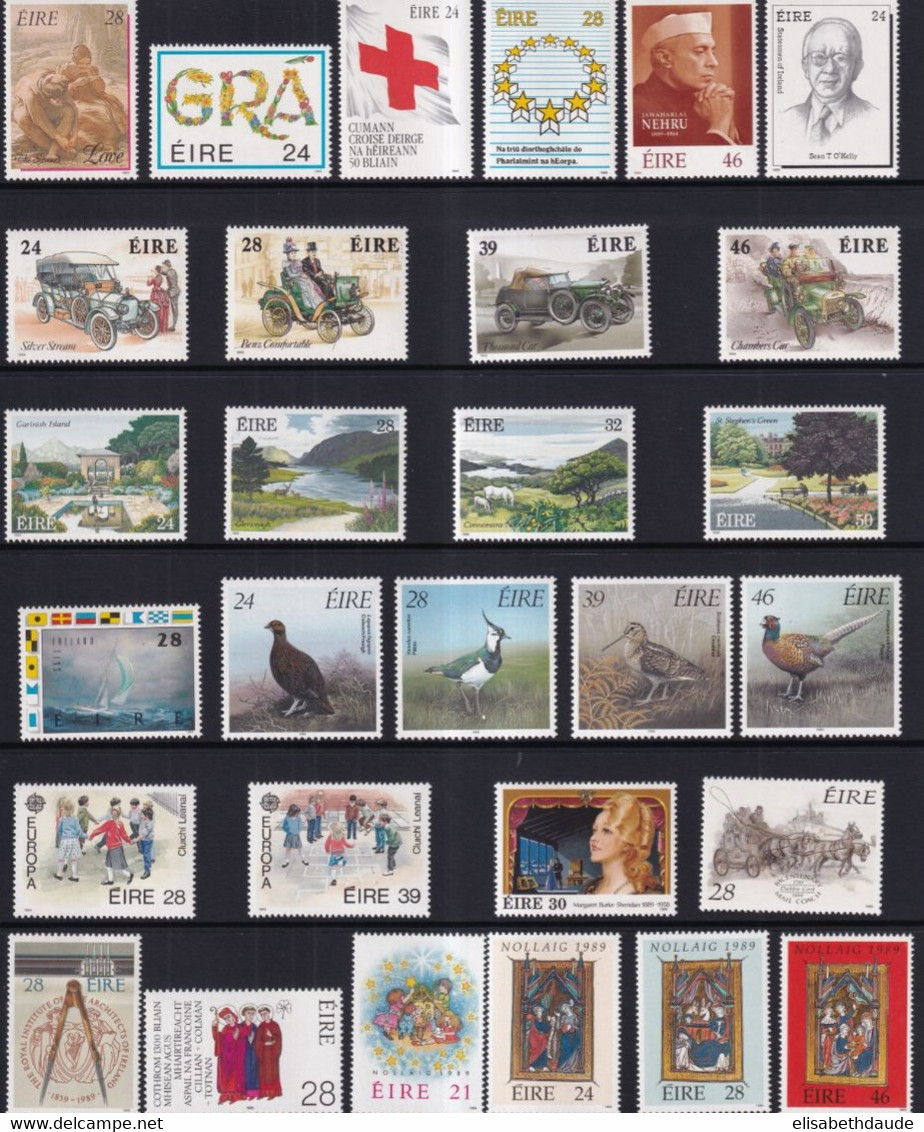 IRLANDE - ANNEE COMPLETE 1989 - YVERT N°672/700 ** MNH - COTE = 54 EUR - Años Completos