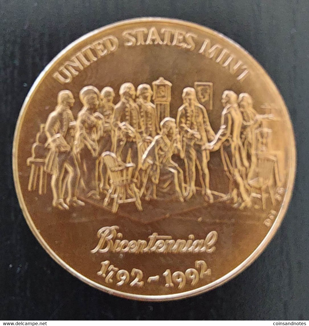 USA - Bicentennial 1792-1992 - Fine Copper Medal - Verzamelingen