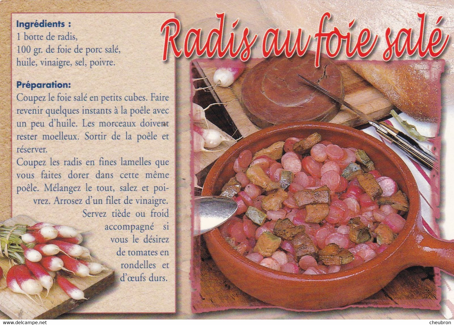 RECETTES DE CUISINE.." RADIS AU FOIE SALE " - Recettes (cuisine)