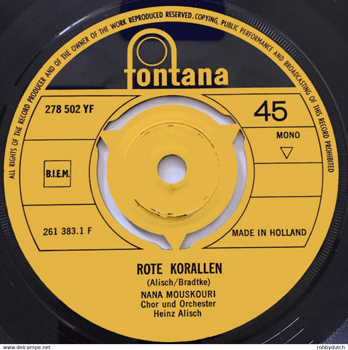 * 7" *  NANA MOUSKOURI - ROTE KORALLEN (Holland 1963) - Other - German Music