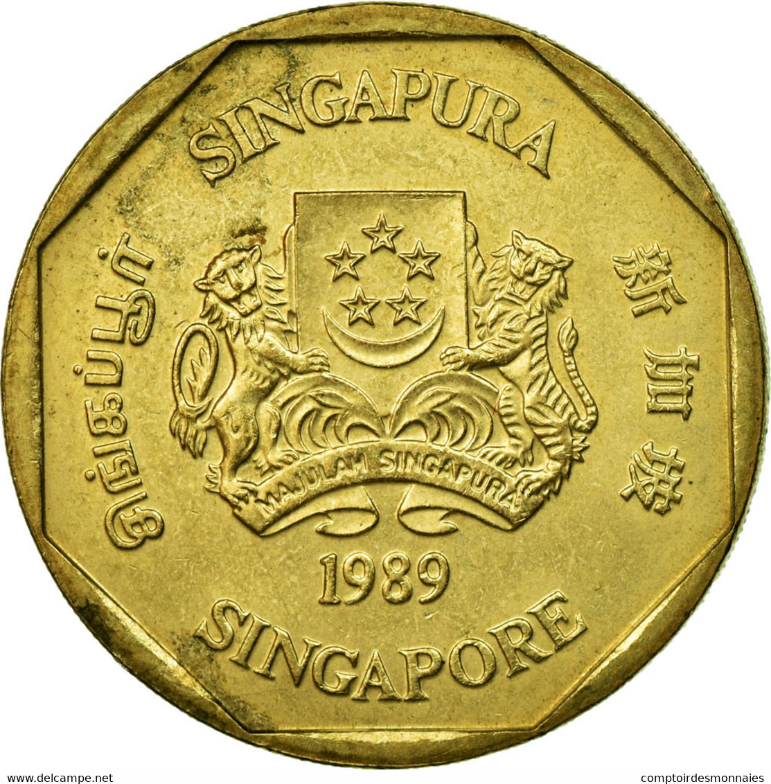 Monnaie, Singapour, Dollar, 1989, British Royal Mint, TTB, Aluminum-Bronze - Singapour