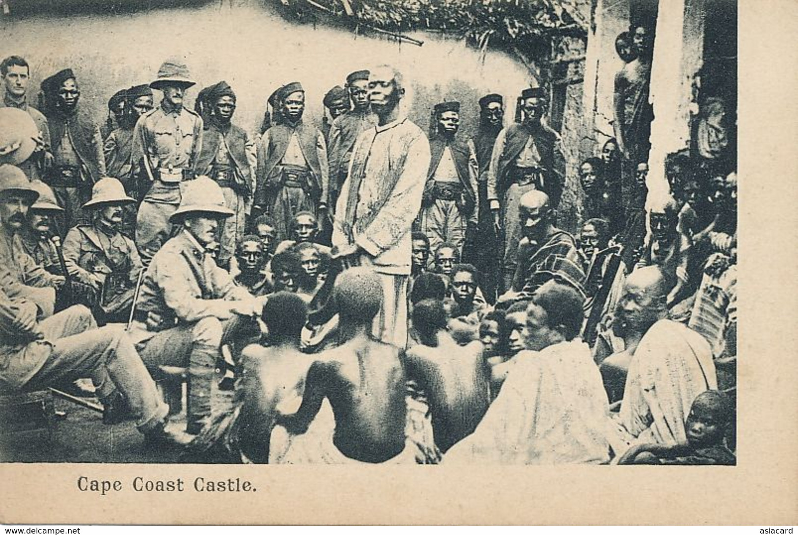 Cape Coast Castle British With Natives  Judgment Slavery Slaves Esclavage ? Undivided Back Pioneer Card - Ghana - Gold Coast