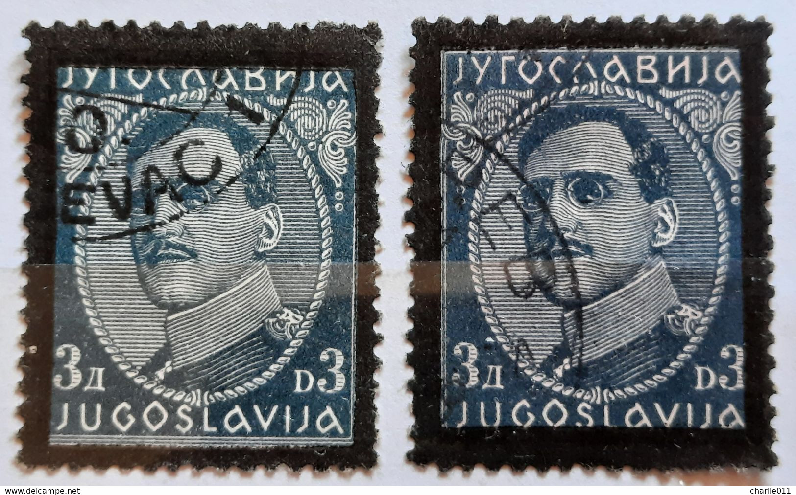 KING ALEXANDER-3 D-BLACK OVERPRINT-VARIATION-YUGOSLAVIA-1934 - Ongetande, Proeven & Plaatfouten