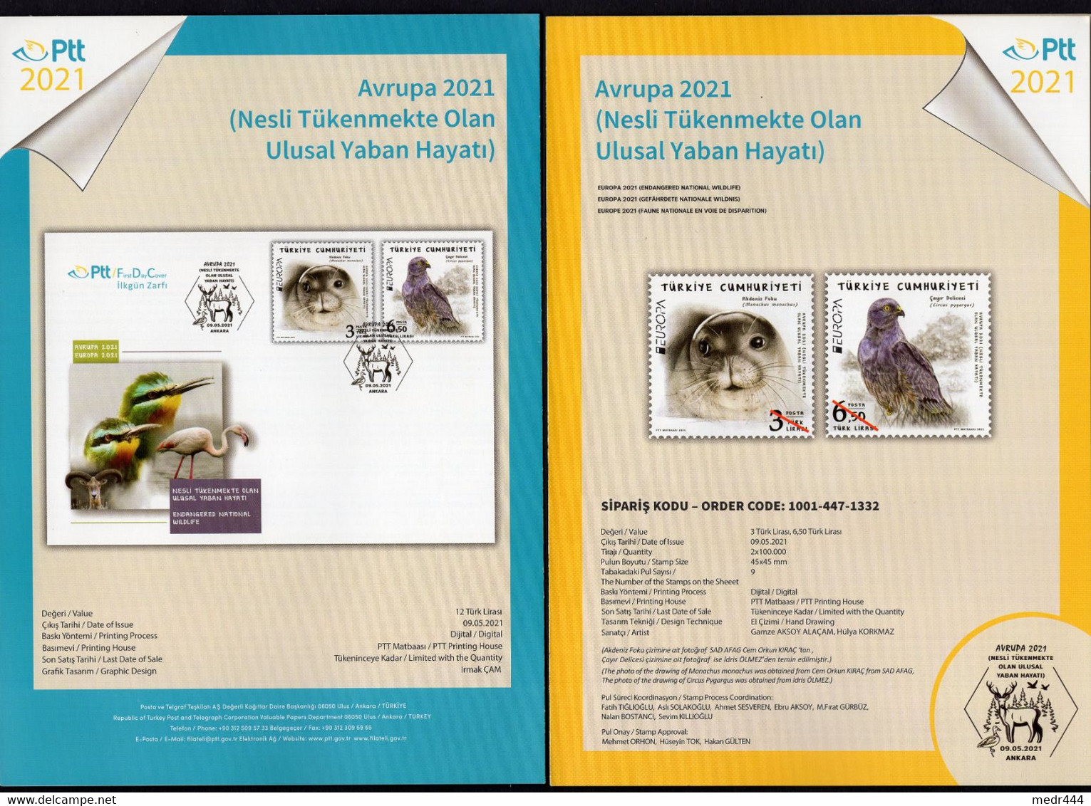 Turkey/Turquie 2021 - Europa - Fauna - National Endangered Wildlife - FDC + Flyer - Superb*** - Briefe U. Dokumente