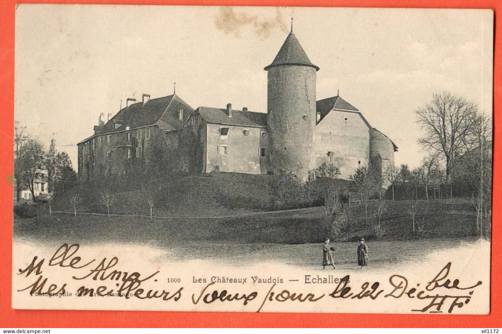 ZPS-02 Les Châteaux Vaudois  Echallens, ANIME.  Dos Simple, Cachets Vuarrens Et Sugnens 1904 - Échallens