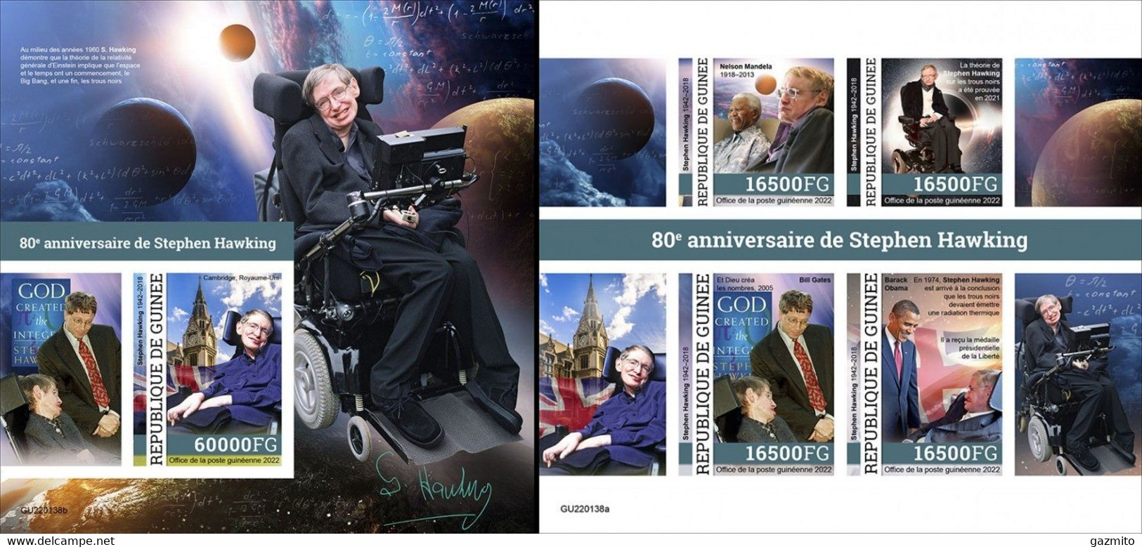 Guinea 2022, Hawking, Space, Phisic, 4val In BF+BF IMPERFORATED - Afrique