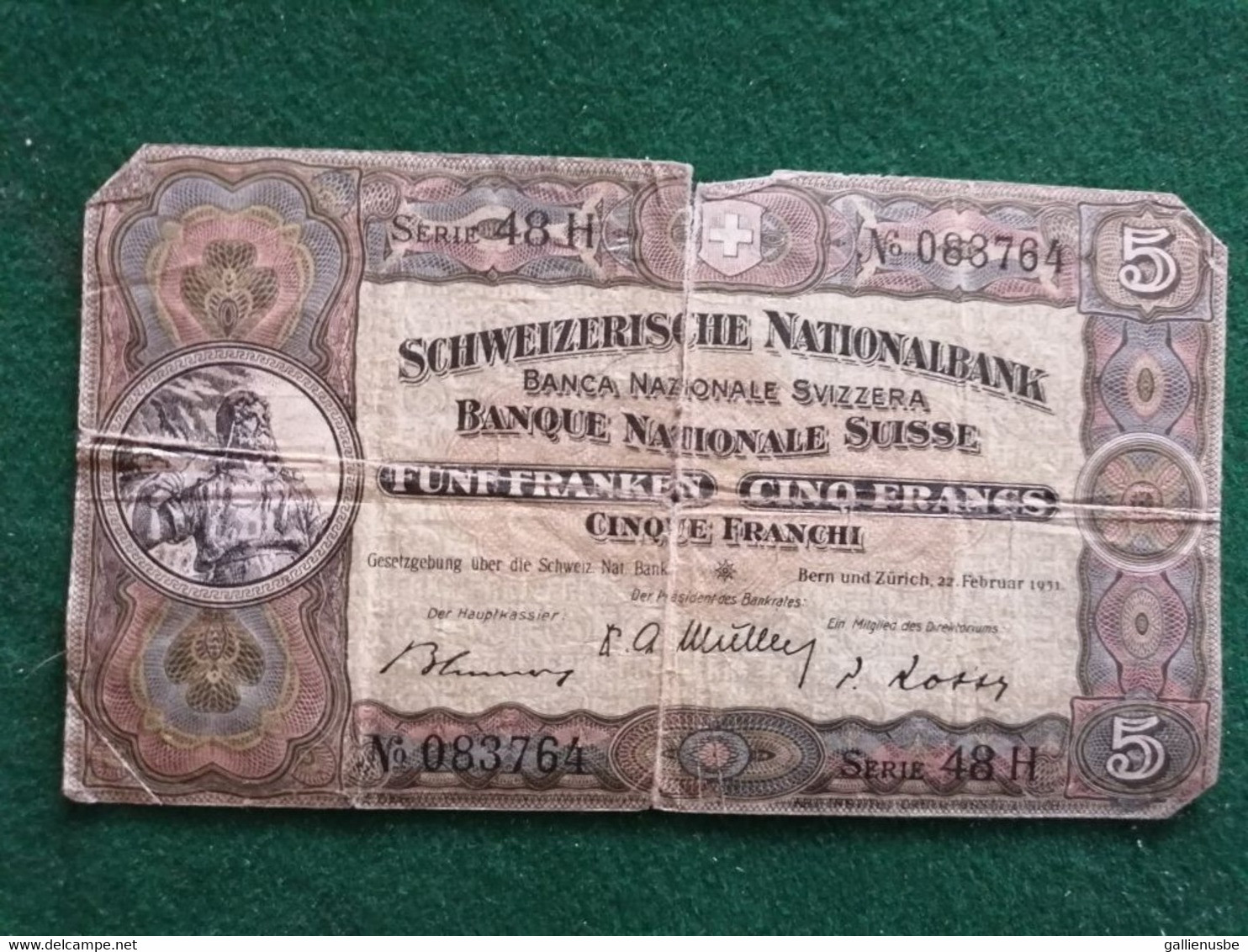 Suisse -  5 Francs -  22.02.1951  - Circulé - Beau - Suisse