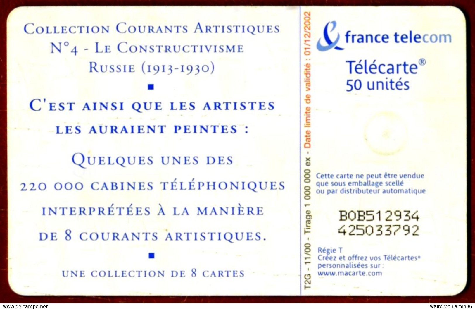 SCHEDA TELEFONICA PHONECARD P 1105 FRANCE 2000 COURANTS ART. N. 4 LE CONSTRUCTIVISME - 2000