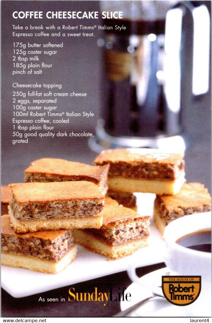 (5 H 50) (Avanti) (1 Postcard) Food - Coffee Chessecake Slice (cake) - Recettes (cuisine)