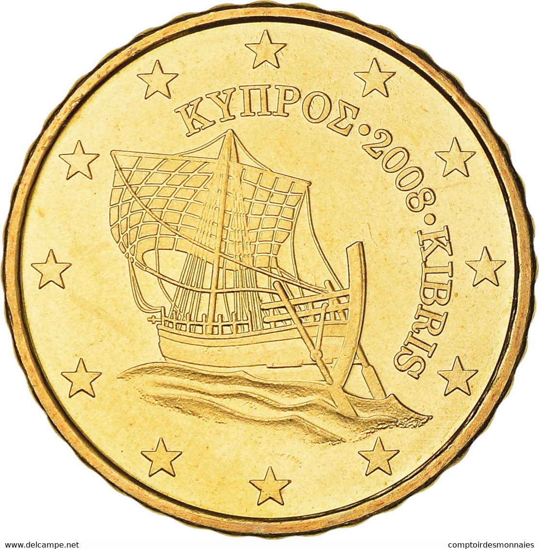 Chypre, 10 Euro Cent, Kyrenia Ship, 2008, FDC, Or Nordique - Cyprus