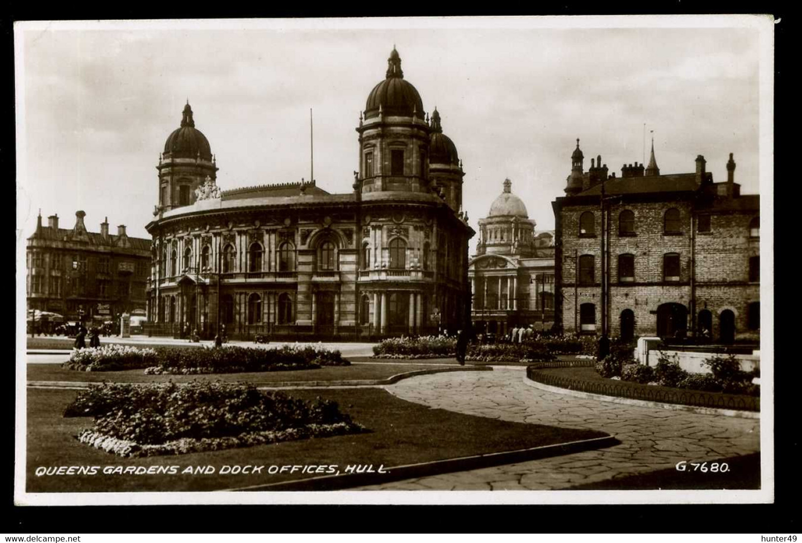 Hull Quenn's Gardens And Dock Offices 1950 Valentine - Hull