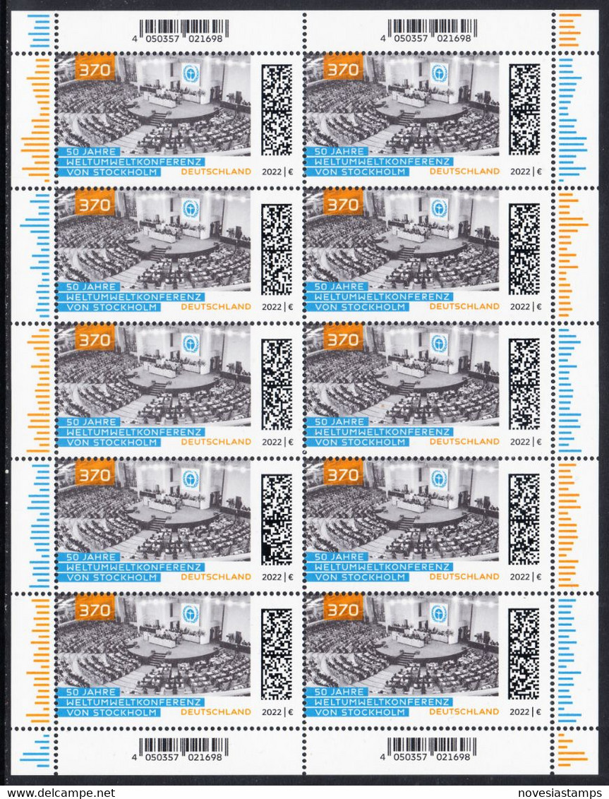 !a! GERMANY 2022 Mi. 3692 MNH SHEET(10) - 50th Anniv. World Conference Of Environment, Stockholm - 2021-…