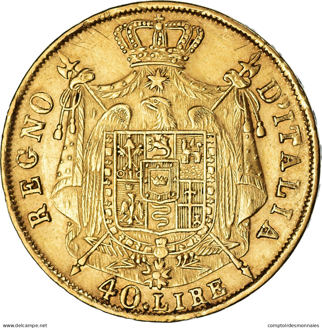 Monnaie, États Italiens, KINGDOM OF NAPOLEON, Napoleon I, 40 Lire, 1814, Milan - Napoleónicas