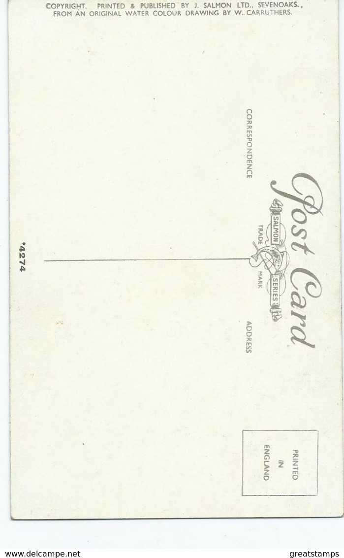 Devon Postcard Clovelley Rose Cottage Bay . Artist Signed W.carruthers  Unused - Clovelly