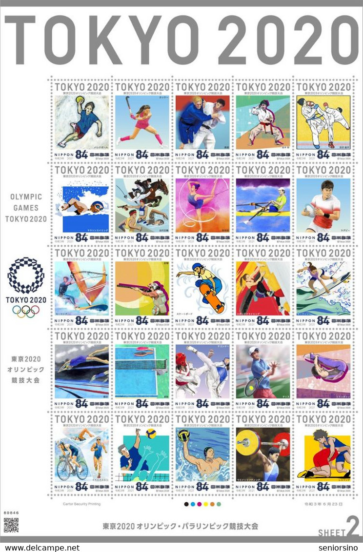 [LARGE!] Tokyo 2020 Olympic - stamps issue in folder - 3 sheets and souvenir sheet