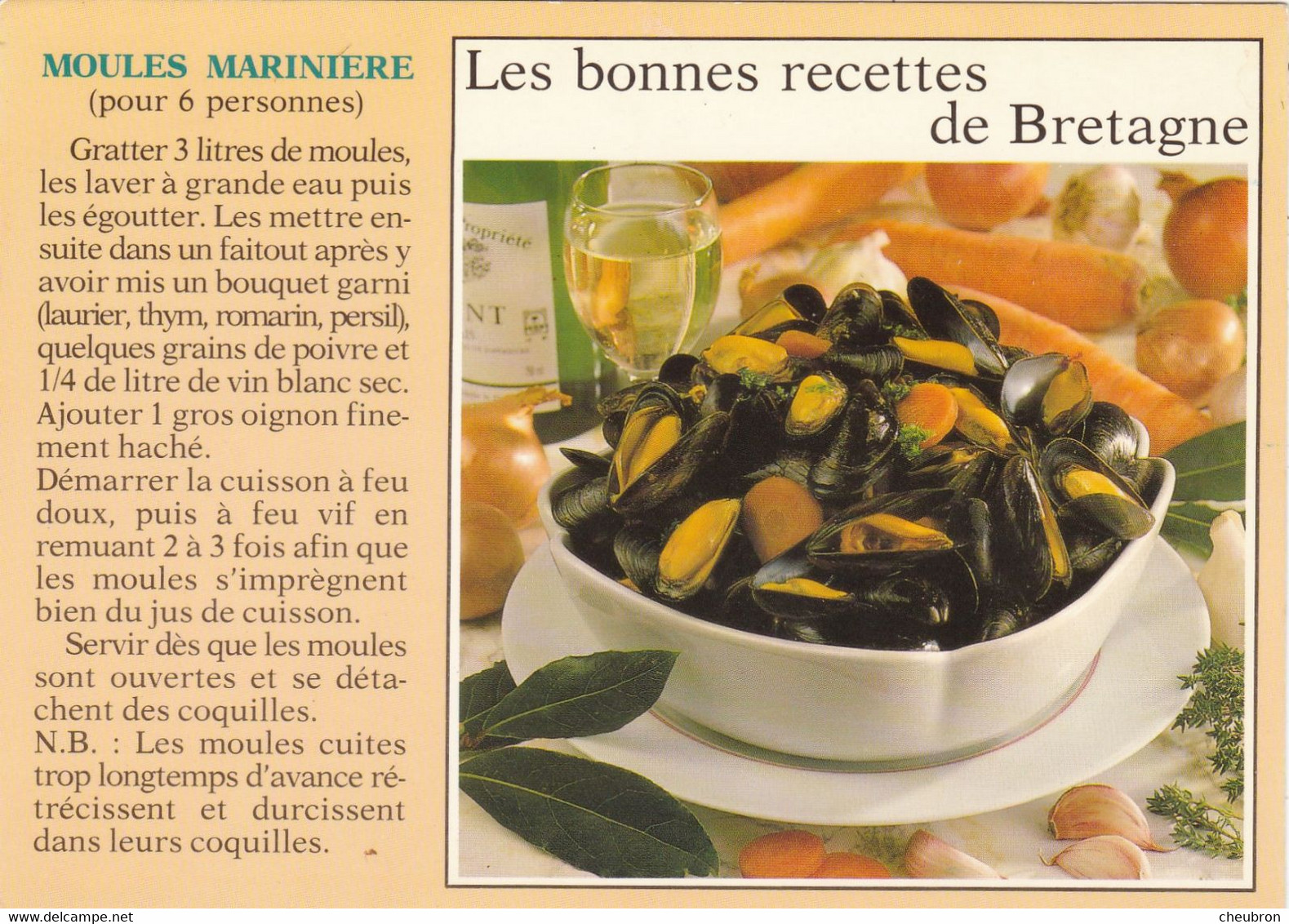 RECETTES DE CUISINE.." MOULES MARINIERES " SERIE LES BONNES RECETTES DE BRETAGNE . - Recettes (cuisine)