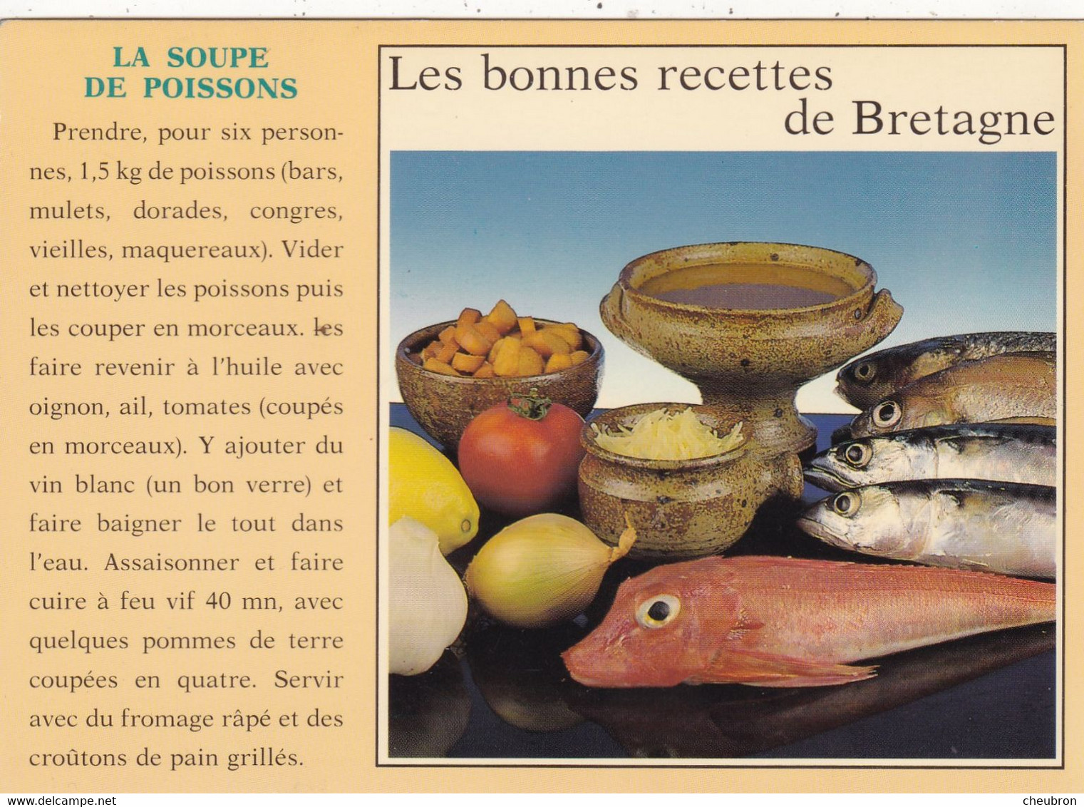 RECETTES DE CUISINE.." LA SOUPE DE POISSONS" SERIE LES BONNES RECETTES DE BRETAGNE . - Recettes (cuisine)