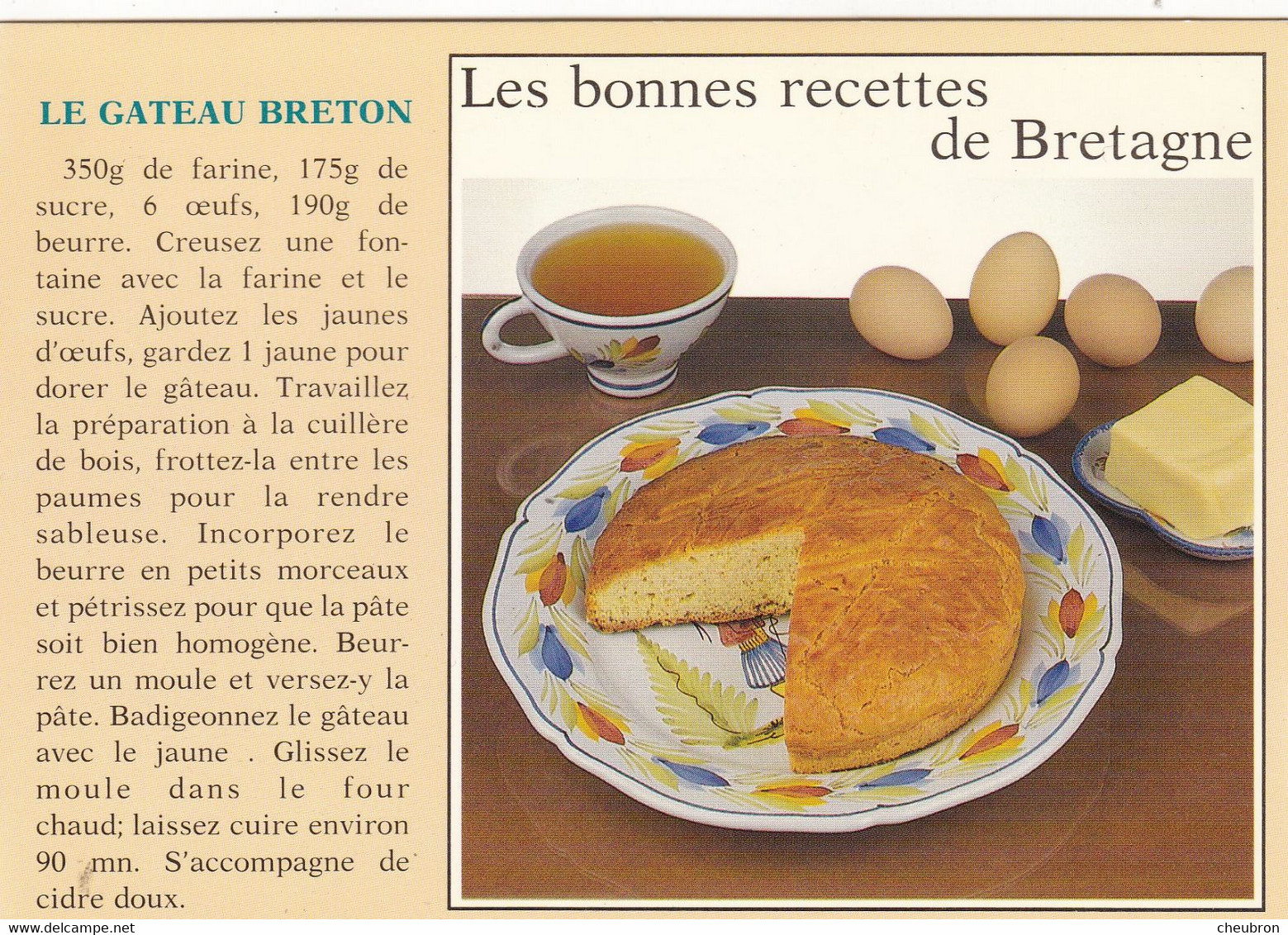 RECETTES DE CUISINE.." LE GATEAU BRETON " SERIE LES BONNES RECETTES DE BRETAGNE . - Recettes (cuisine)