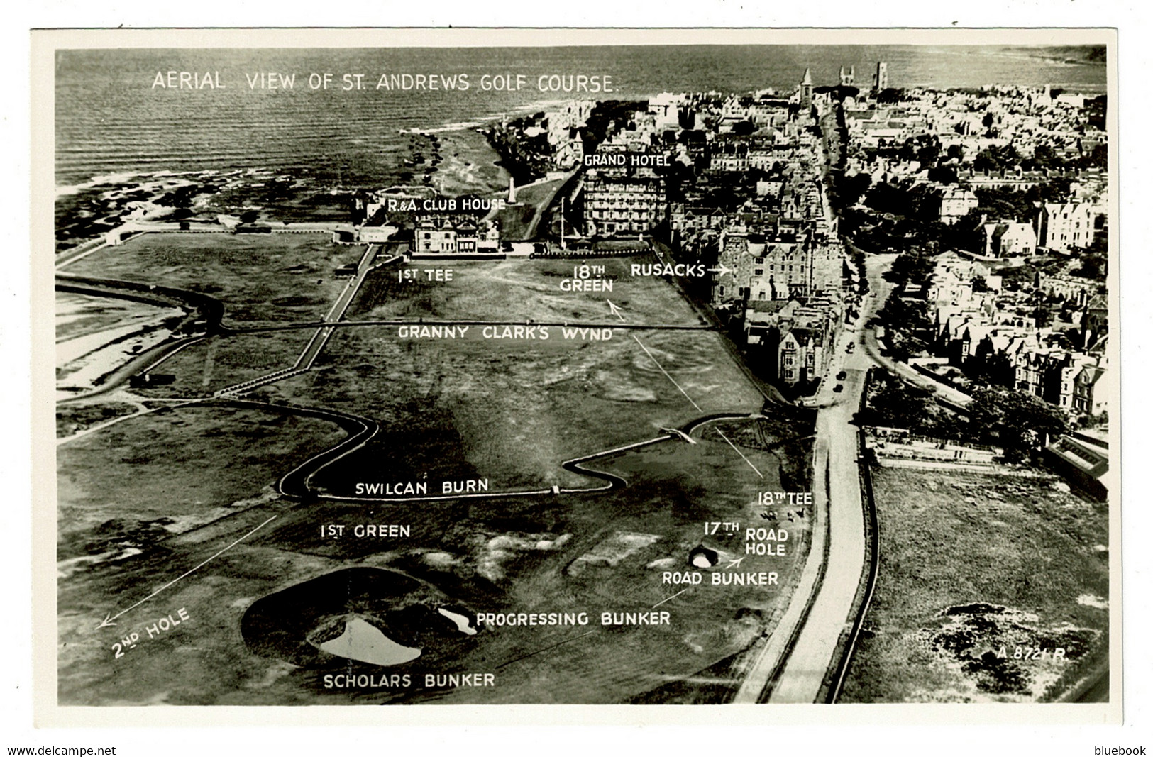 Ref  1549  -  Real Photo Aerial Postcard - St Andrews Golf Course Scotland - Showing Course Layout - Fife