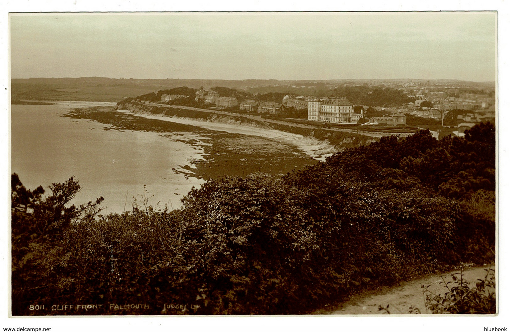 Ref  1549  -  Judges Real Photo Postcard - Falmouth Cliff Front - Cornwall - Falmouth