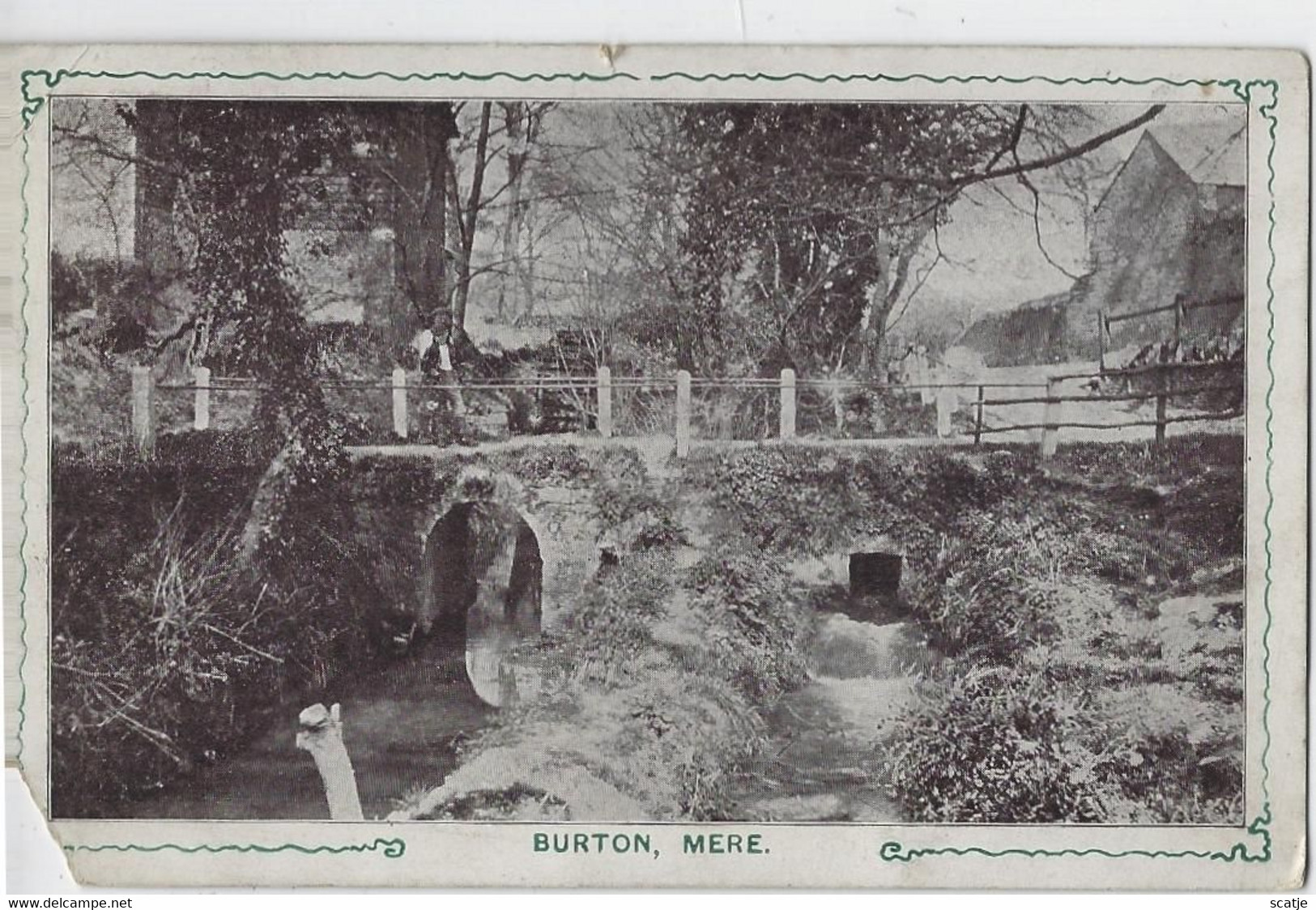 Burton,  Mere    -    (Kaart Beschadigd)   -   1911    Burton . Dorset    Naar   London - Flintshire