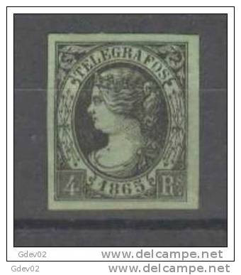 ESTGF6-L4300PC-TTGMS.Spain  Espagne.Isabel Ll. TELEGRAFOS DE ESPAÑA.1865 (Ed T6*) Sin Goma,con Charnela.LUJO - Telegramas