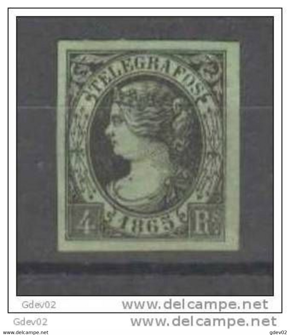 ESTGF6-L4300-TESPTELEGM.Spain  Espagne.Isabel Ll. TELEGRAFOS DE ESPAÑA.1865 (Ed T6*) Sin Goma,con Charnela.LUJO - Telegramas