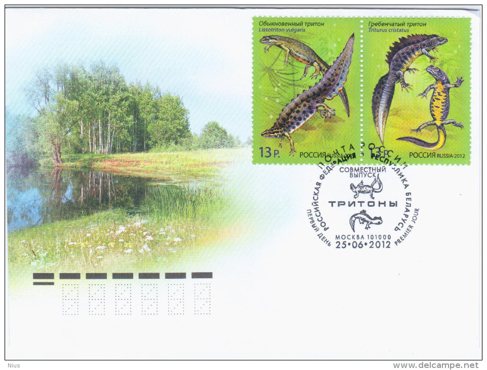 Russia 2012 FDC Fauna Tritons Triton Amphibians Amphibia, Belarus - FDC