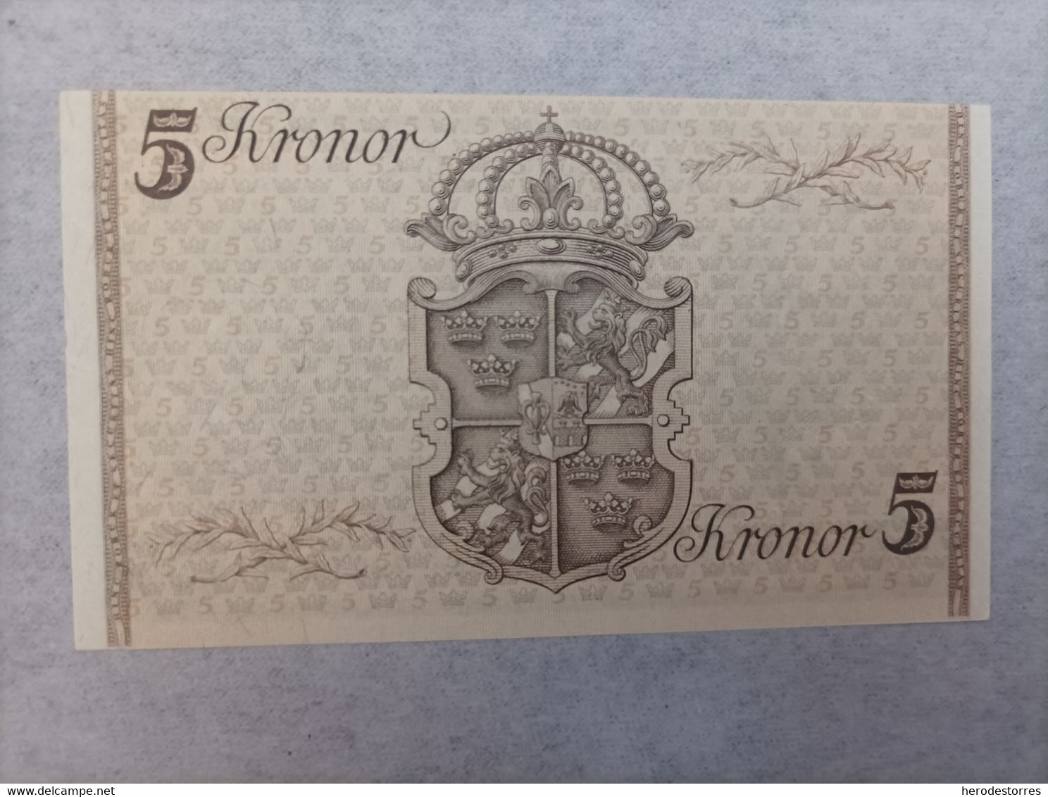 Billete De Suecia De 5 Kronor, Año 1948, Nº Bajo 0073591, UNC - Svezia