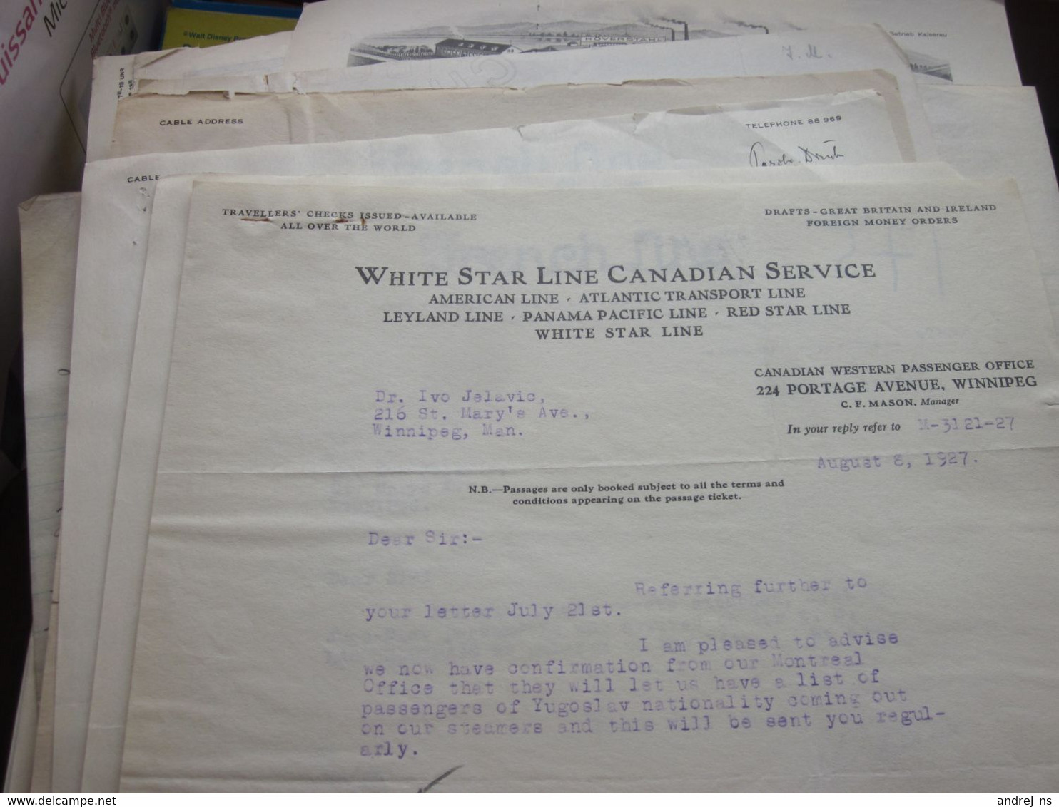 White Star Line Canadian Service  American Line Atlantic Transport Line Leyland Line Panama Pacific Line ... Winipeg 192 - Canadá