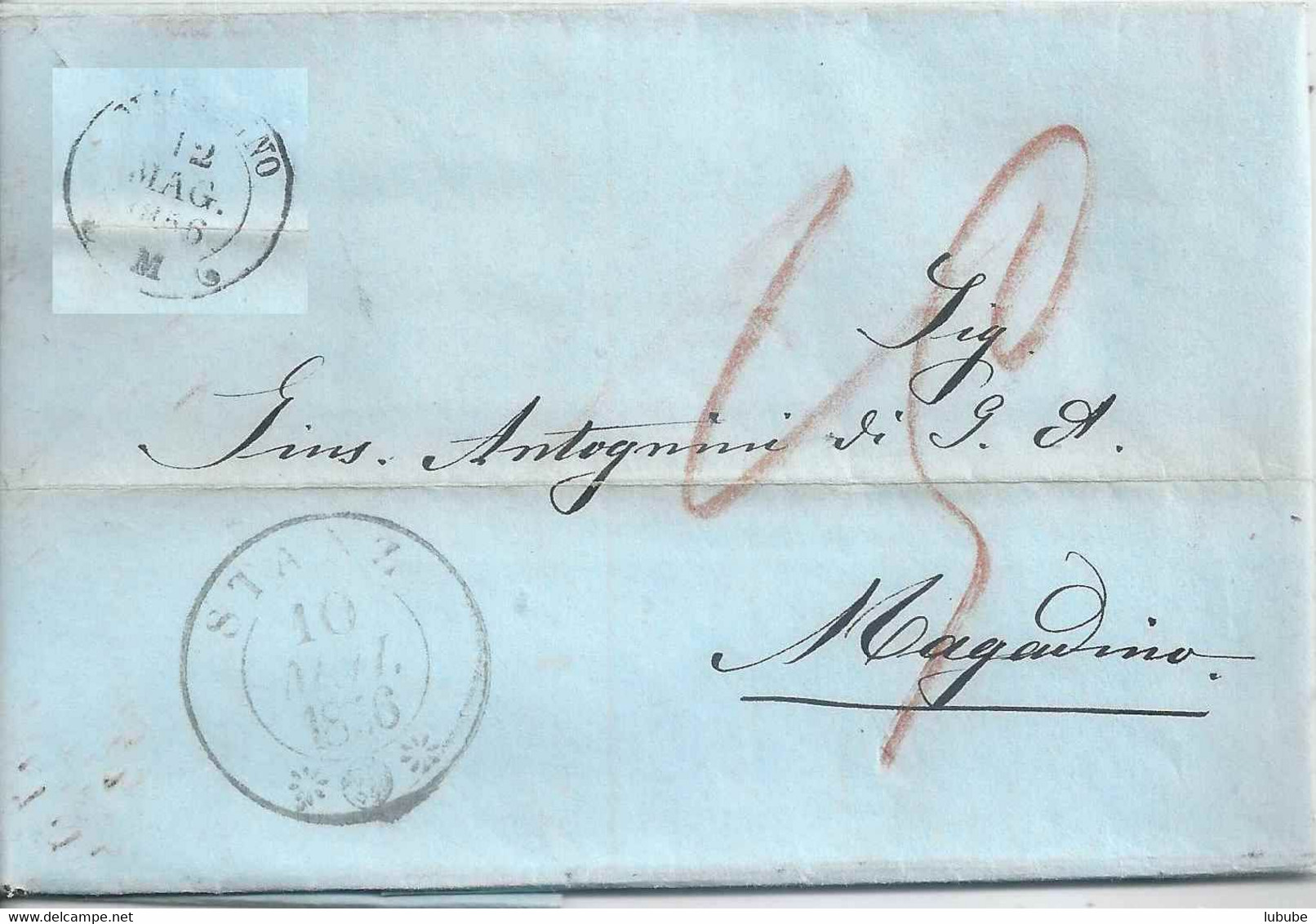 Brief Ohne Marke   Stanz - Magadino          1856 - Cartas & Documentos