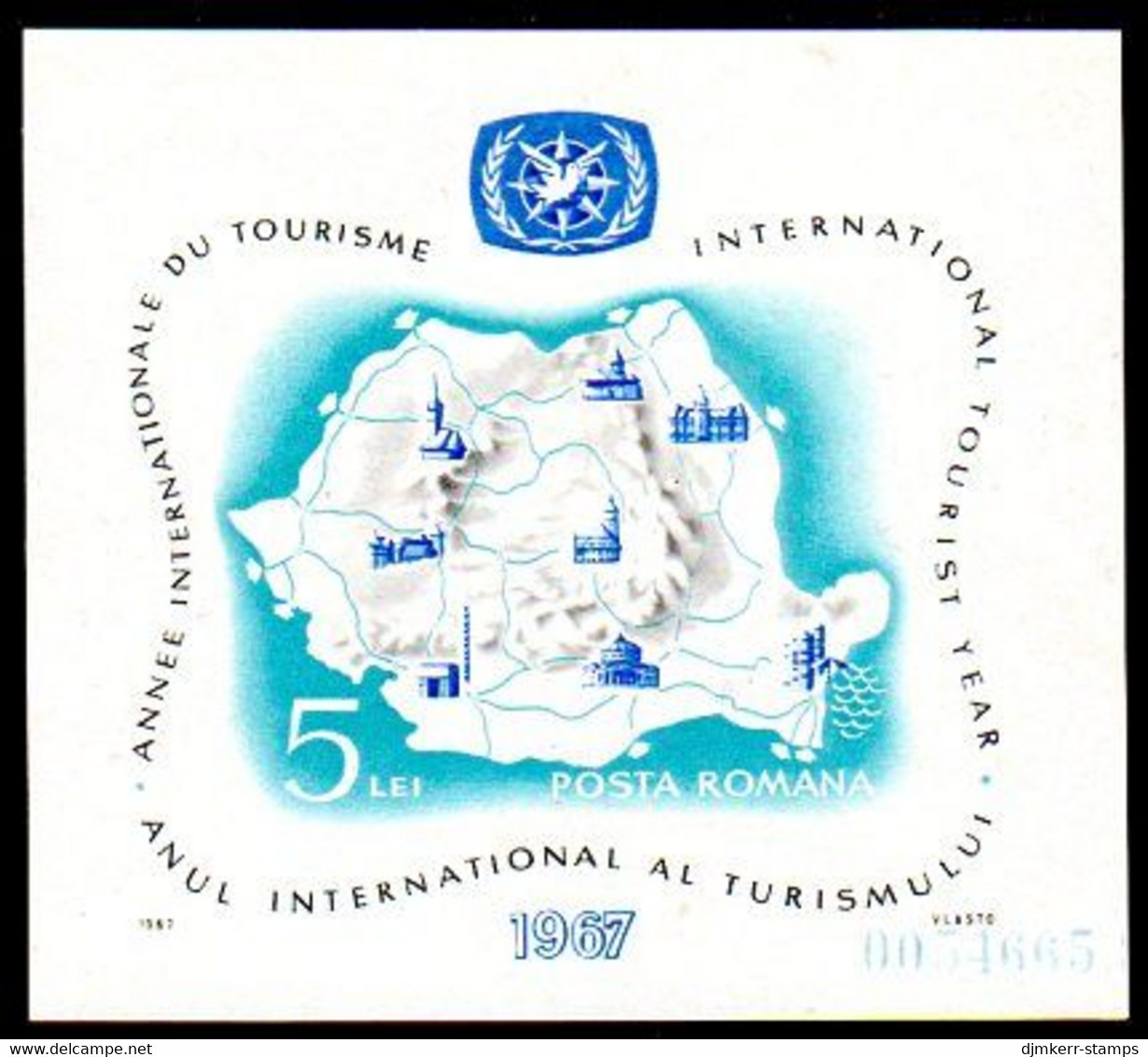 ROMANIA 1967 International Tourism Year Block MNH / **.  Michel Block 63 - Blocks & Kleinbögen