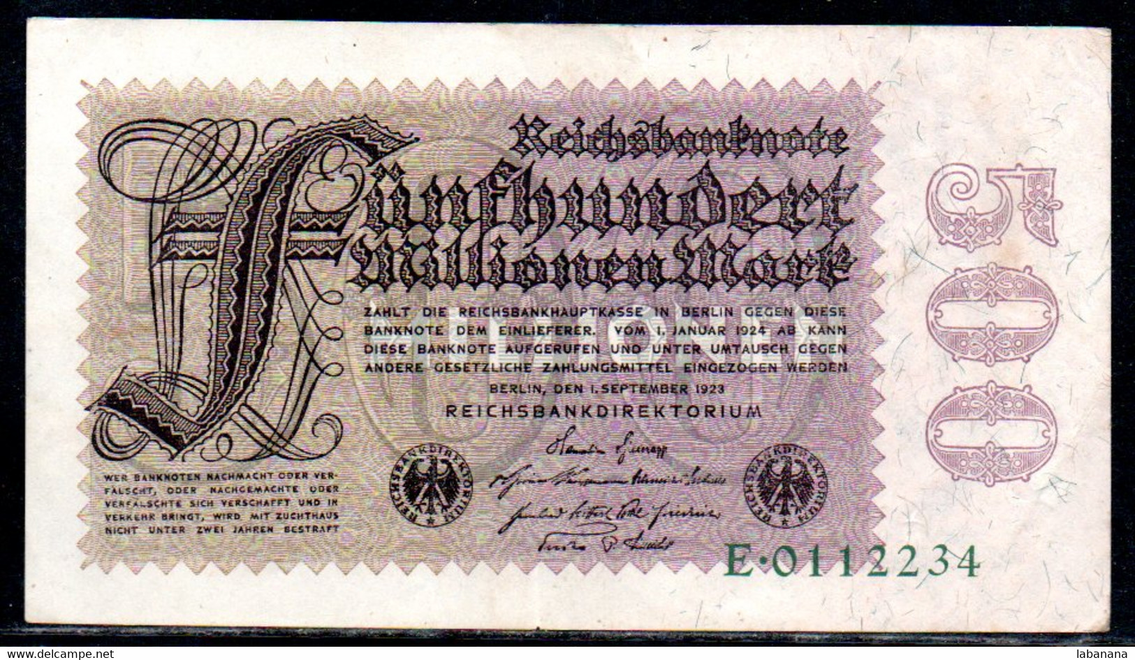 659-Allemagne 500mm 1923 E011 - 500 Millionen Mark