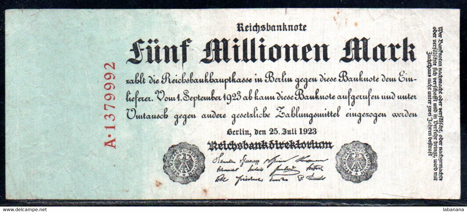 659-Allemagne 5mm 1923 A137 - 5 Miljoen Mark