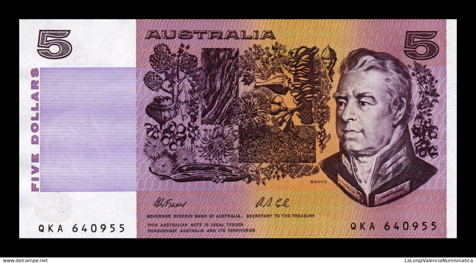 Australia 5 Dollars Sir Joseph Bank 1991 Pick 44g SC UNC - 1974-94 Australia Reserve Bank (papier)