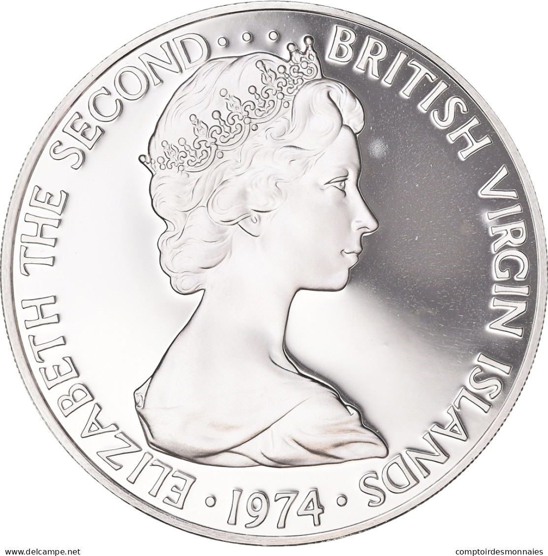 Monnaie, Îles Vierges Britanniques, Elizabeth II, Dollar, 1974, Franklin Mint - Jungferninseln, Britische