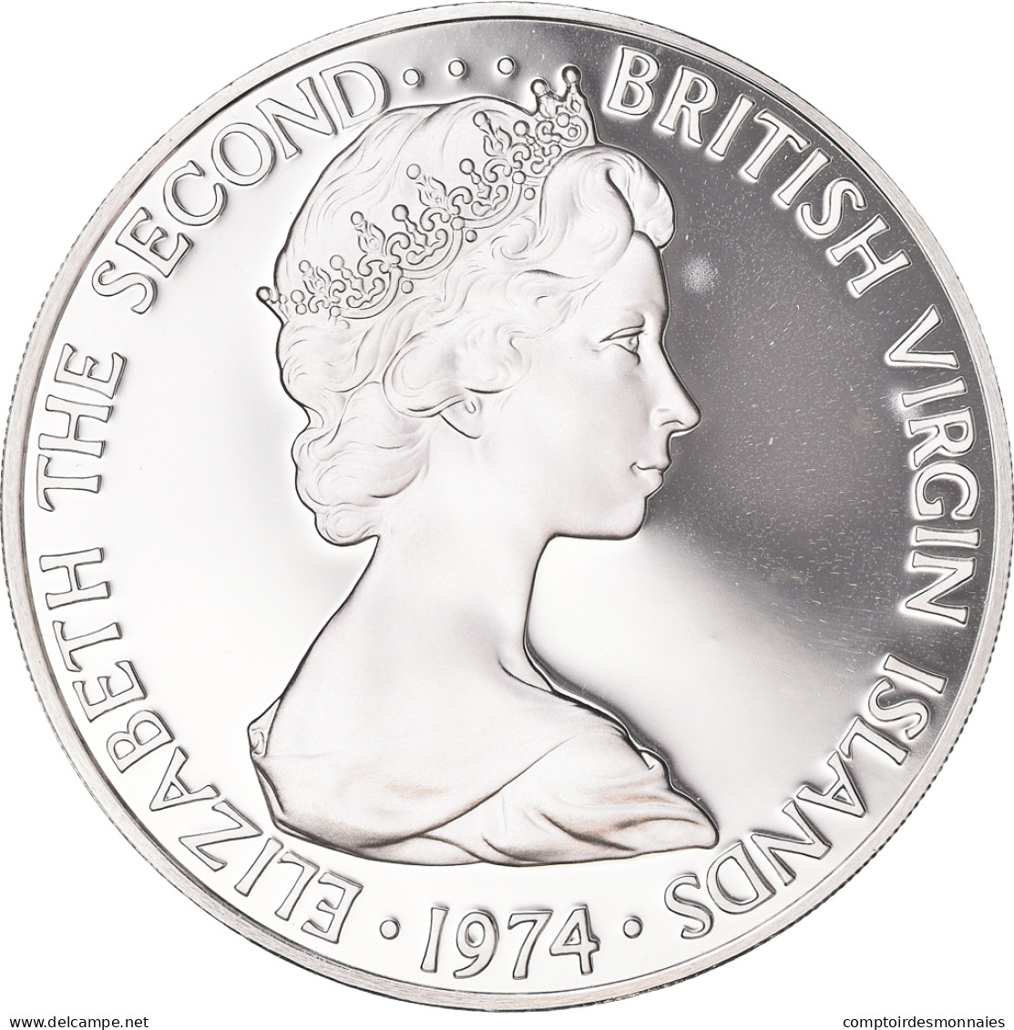 Monnaie, Îles Vierges Britanniques, Elizabeth II, Dollar, 1974, Franklin Mint - Iles Vièrges Britanniques